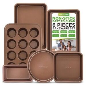 NIB‎ NutriChef 6-Piece Nonstick Bakeware Set Premium Carbon Steel Baking Pans